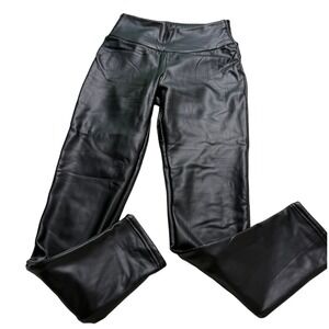 ASHA Faux Leather Leggings Womens S/M Black Fleece Lined High Rise Whimsigoth‎